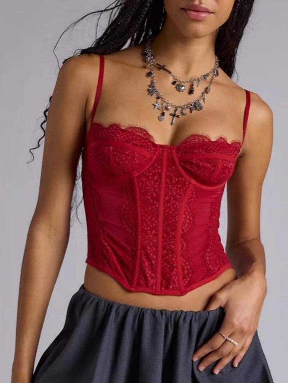 Out From Under Modern Love Lace Corset Top - Red